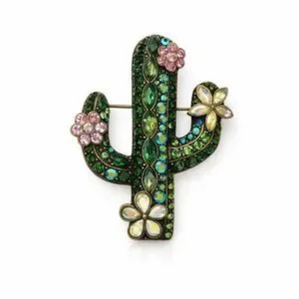 Western Chic Green Cactus Brooch